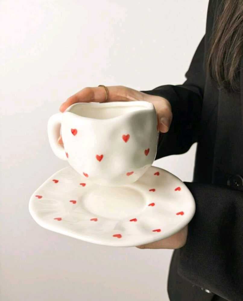 كوب قلوب حمراء صغيرة 300 ملي